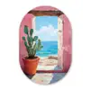 Zee - Roze - Cactus Wandcirkel Ovaal Forex klein -3d