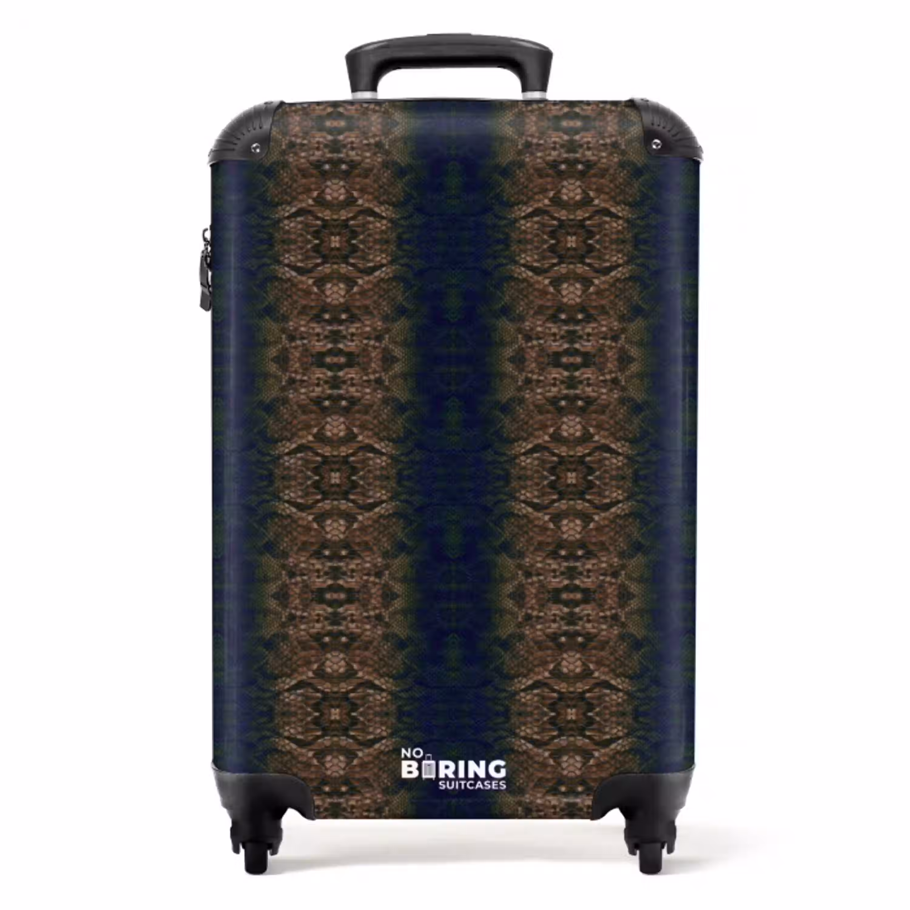 Bruin-blauw slangenhuid met symmetrische schubstructuur NBS - Handbagage koffer - Volwassenen Unisex middel -productfoto_recht
