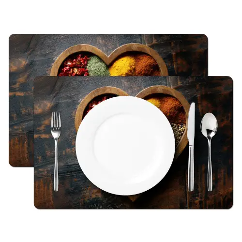 Houten - Hart - Kleurrijke - Specerijen Placemat vinyl groot -zzsfeer2_Kitchenyeah-website