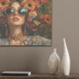 Vrouwen - Bloemen - Modern - Bril - Abstract PET vilt klein -sfeer6_closeup