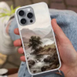 Berglandschap - Meer - Bergen - Vallei - Klassiek Hoesje iPhone 16 Pro Max met koord klein -sfeer3