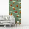 Dinosaurussen - Wolken - Sterren - Oranje fotobehang vinyl groot -woonkamer