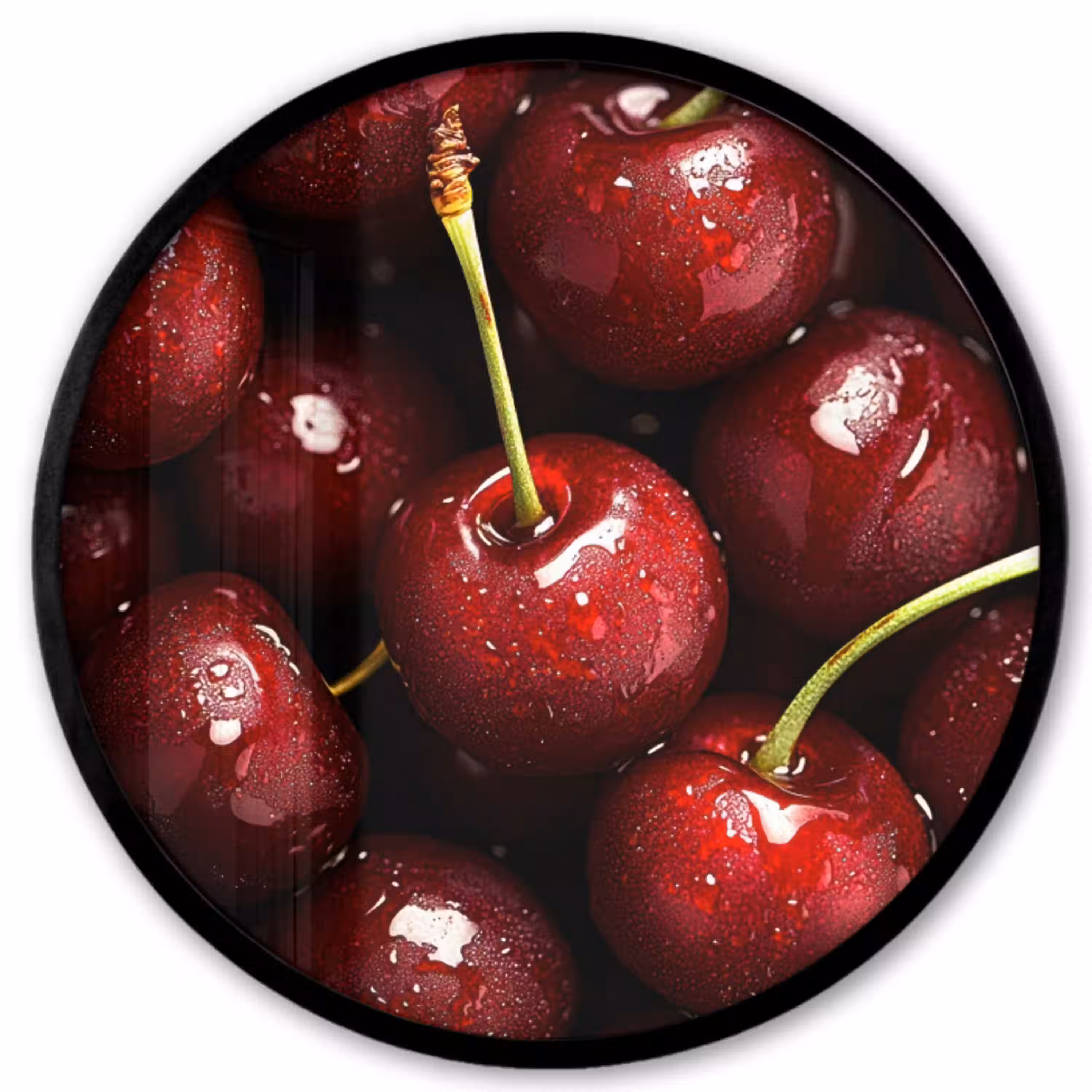 Rood - Fruit - Kersen Fotolijst rond zonder passe partout klein -3d