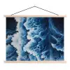 Golven - Blauw - Schuim textielposter latten blank klein -3d