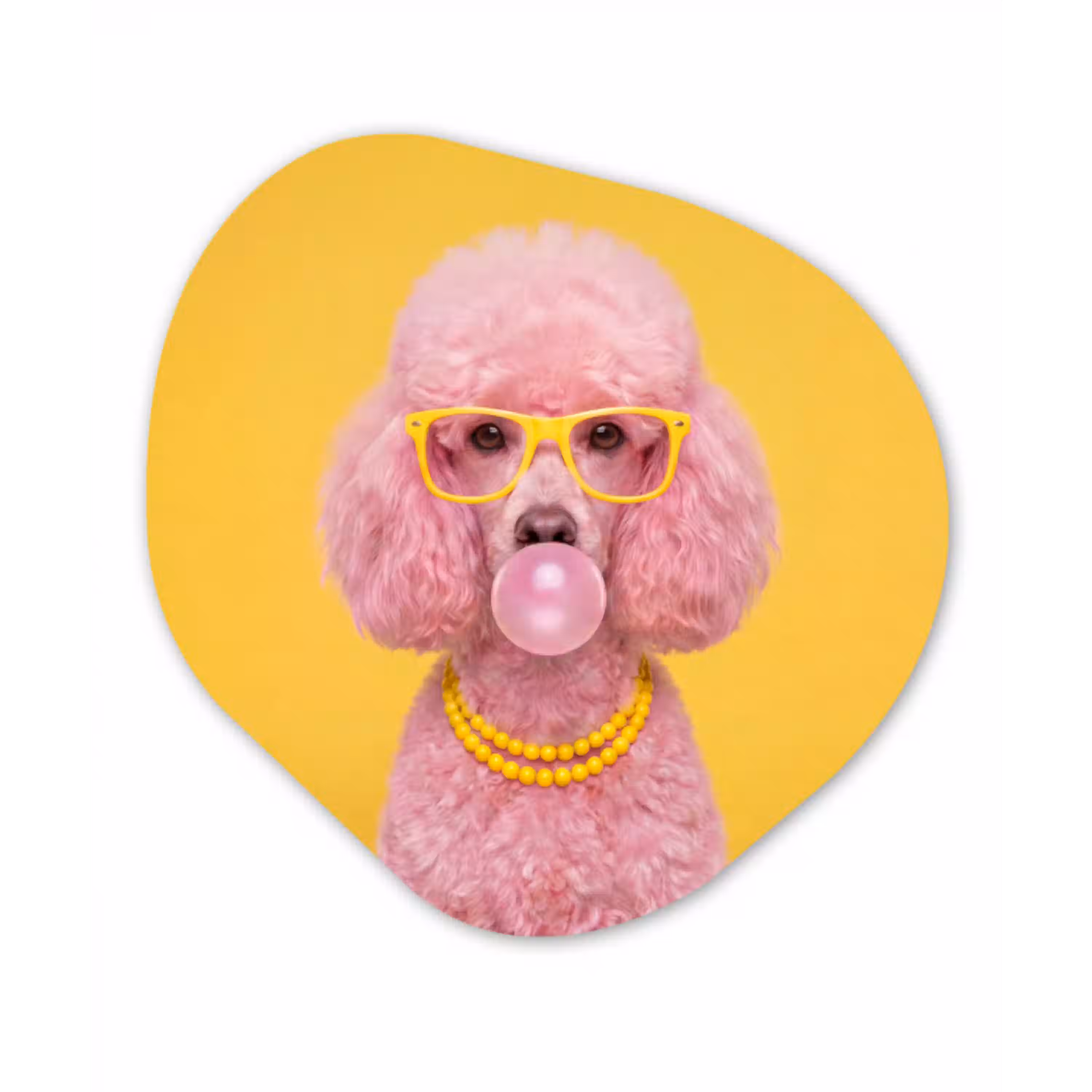 Hond - Kauwgum - Dieren - Modern - Roze Wandcirkel Organisch Aluminium middel -3d
