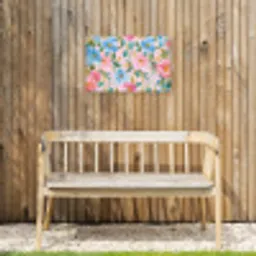 Blauw - Roze - Bloemen Tuinposter op houten frame 2 cm dik klein -sfeer4