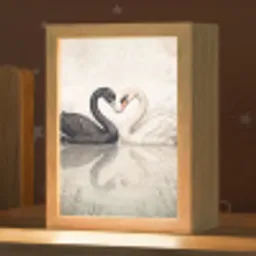 Zwanen - Hartvorm - Dieren Light Box met kabel (Kinderlampje) klein -zzz_3d_website