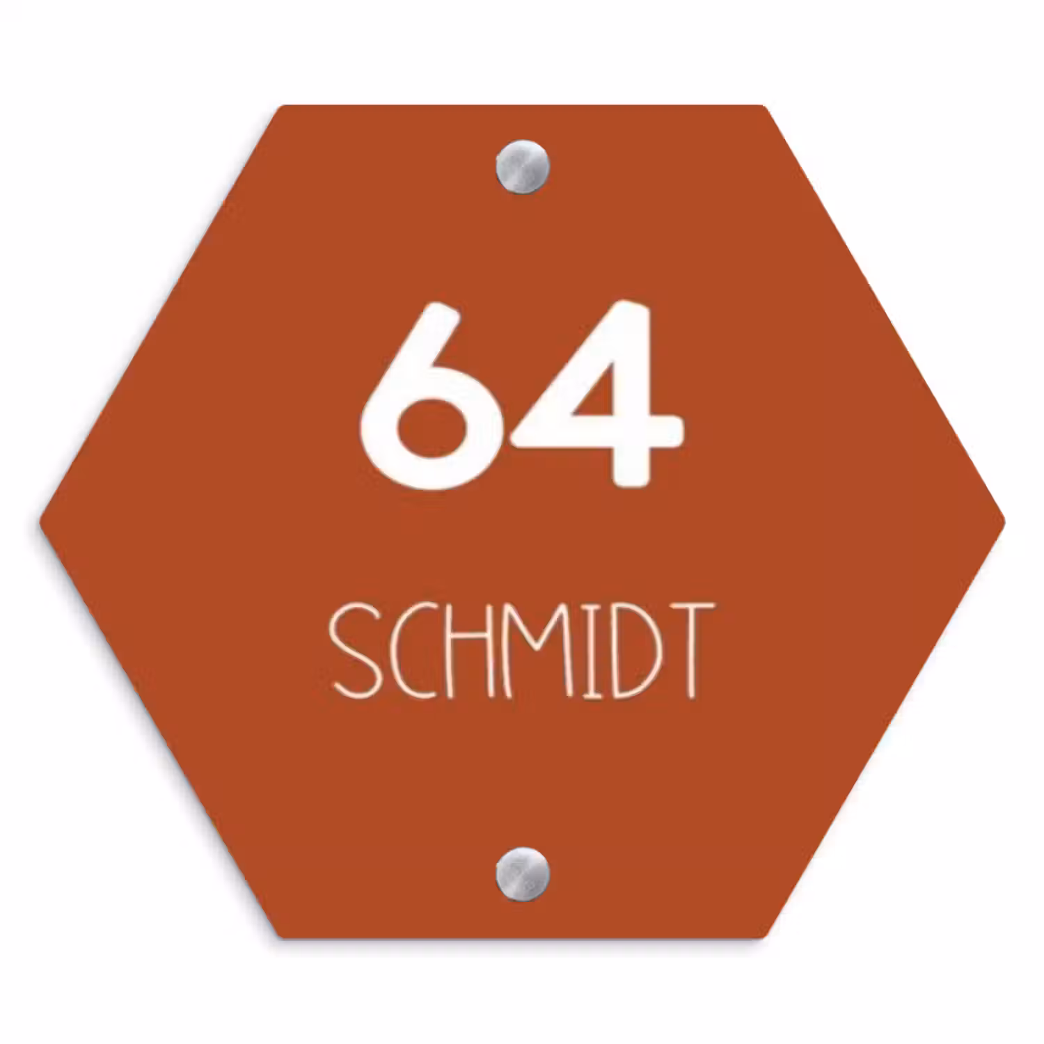 Namensschild Haustür Hexagon - Rostbraun - Modern