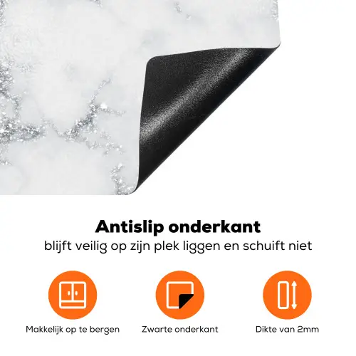 Zilveren Scherven in Wintermarmer Inductie beschermer vinyl 3mm klein -zzzzzzz-td-onderkant