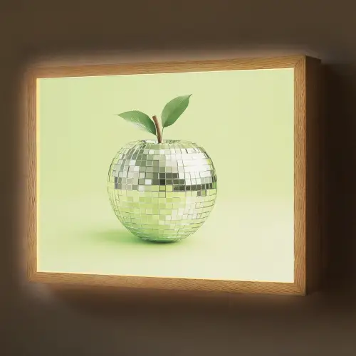 Groen - Disco - Decoratie - Appel Light Box met batterij (Wandlamp) middel -z3d_website