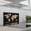 Wereldkaart - Beige - Zwart keuken achterwand spatscherm klein -3d_schuin