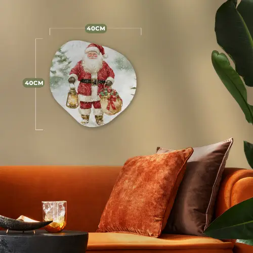 Kerstman- Winter - Sneeuw - Wit - Rood Wandcirkel Organisch Forex 3mm klein -sfeer3