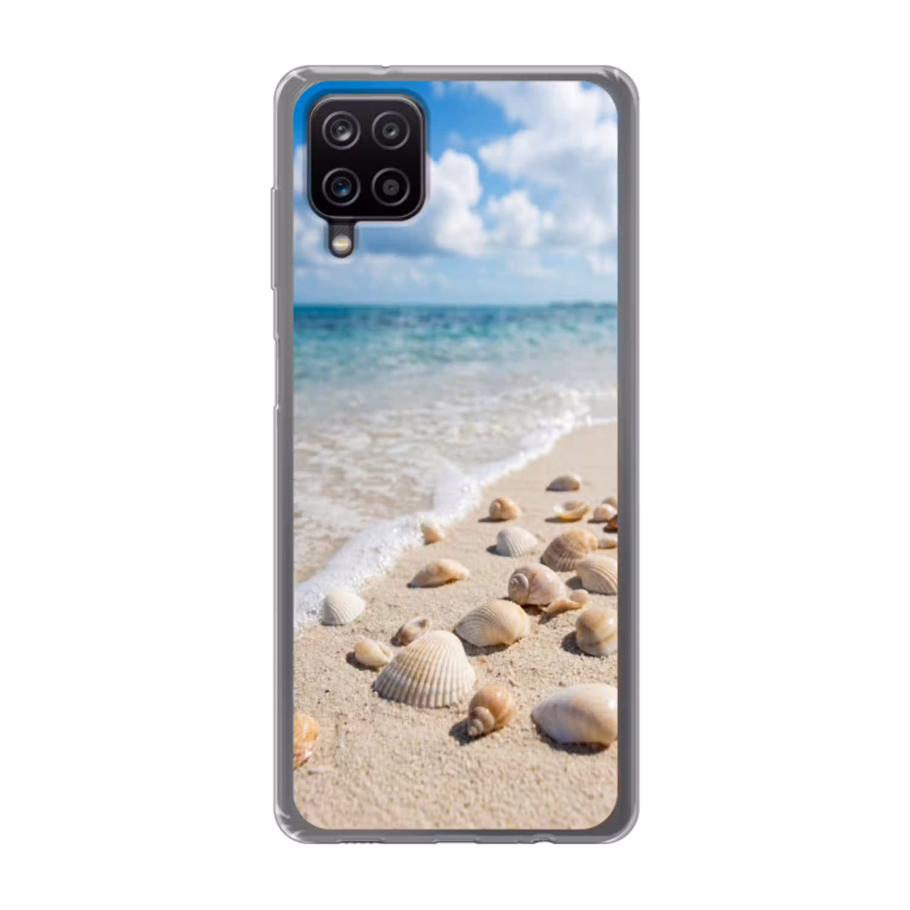 Schelpen - Strand - Natuur - Beige Telefoonhoesje Samsung Galaxy A12 klein -3d