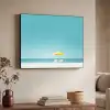 Strand - Blauwe lucht - Geel - Parasol Textielframe - compleet frame klein -sfeer3