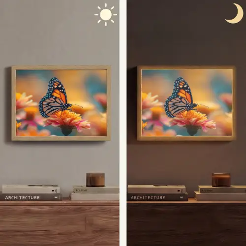 Vlinder - Dieren - Kleurrijk - Natuur - Bloemen Light Box met batterij (Wandlamp) middel -sfeer3