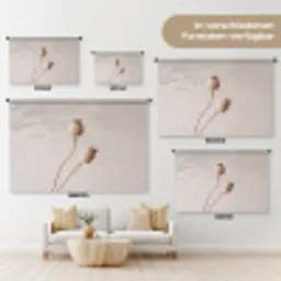 Papaverbollen - Droogbloemen - Minimalistisch - Beige - Rustig Wandkleed katoen klein -tsfeer8_DE