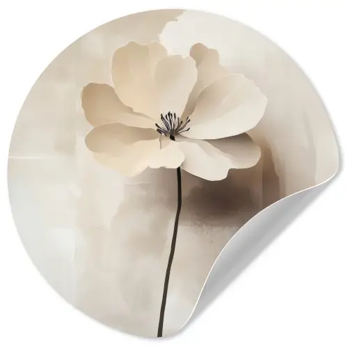 Bloem - Beige - Verf - Schaduw Wandcirkel behangsticker klein -3d