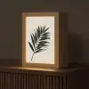 Palmblad - Subtiel - Groen - beige Light Box met kabel (Tafellamp) klein -z3d_website