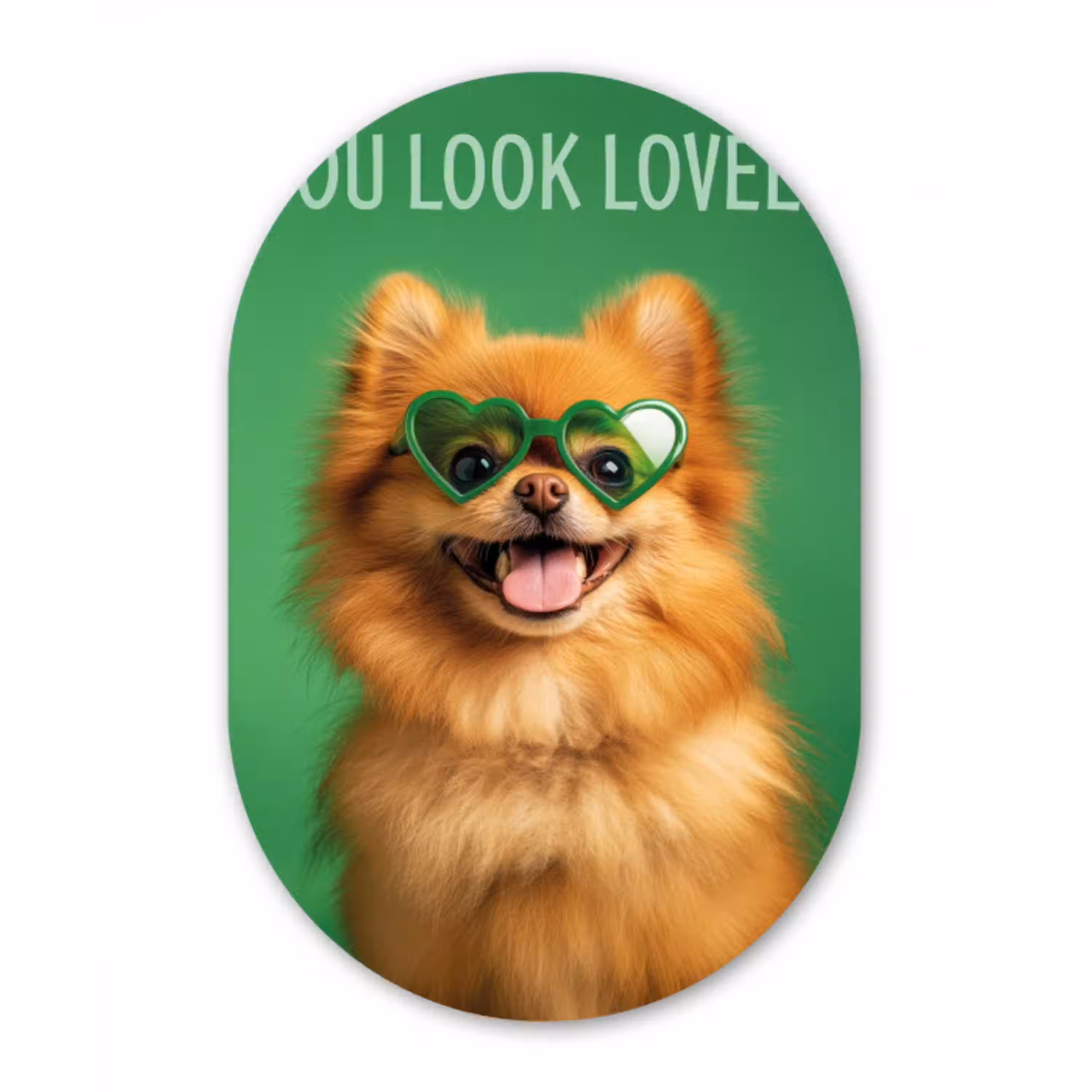 Hond - Zonnebril - Valentijn - Love Wandcirkel Ovaal Aluminium middel -3d