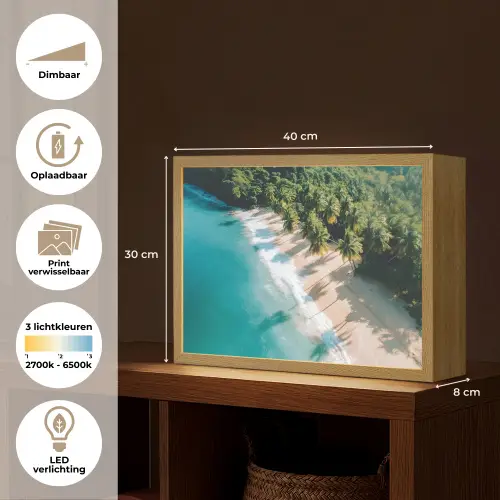 Tropisch - Strand - Water - Palmbomen Light Box met batterij (Wandlamp) middel -USP_websiteoverzichtNL