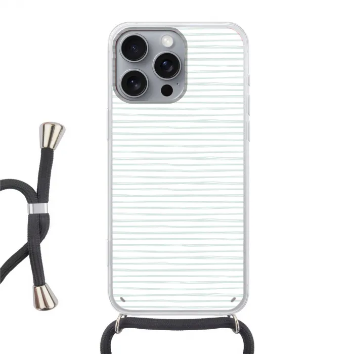 Zee - Sfeer - Strepen - Groen Hoesje iPhone 16 Pro Max met koord klein 804 -3d