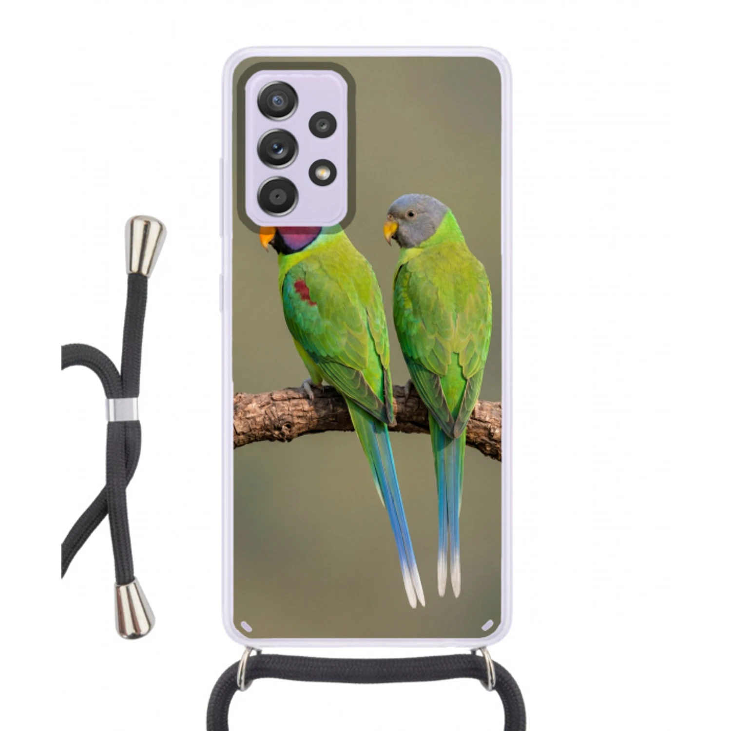 Papagaai - Tak - Natuur - Kleurrijk Hoesje Samsung Galaxy A52 5G met koord klein -3d