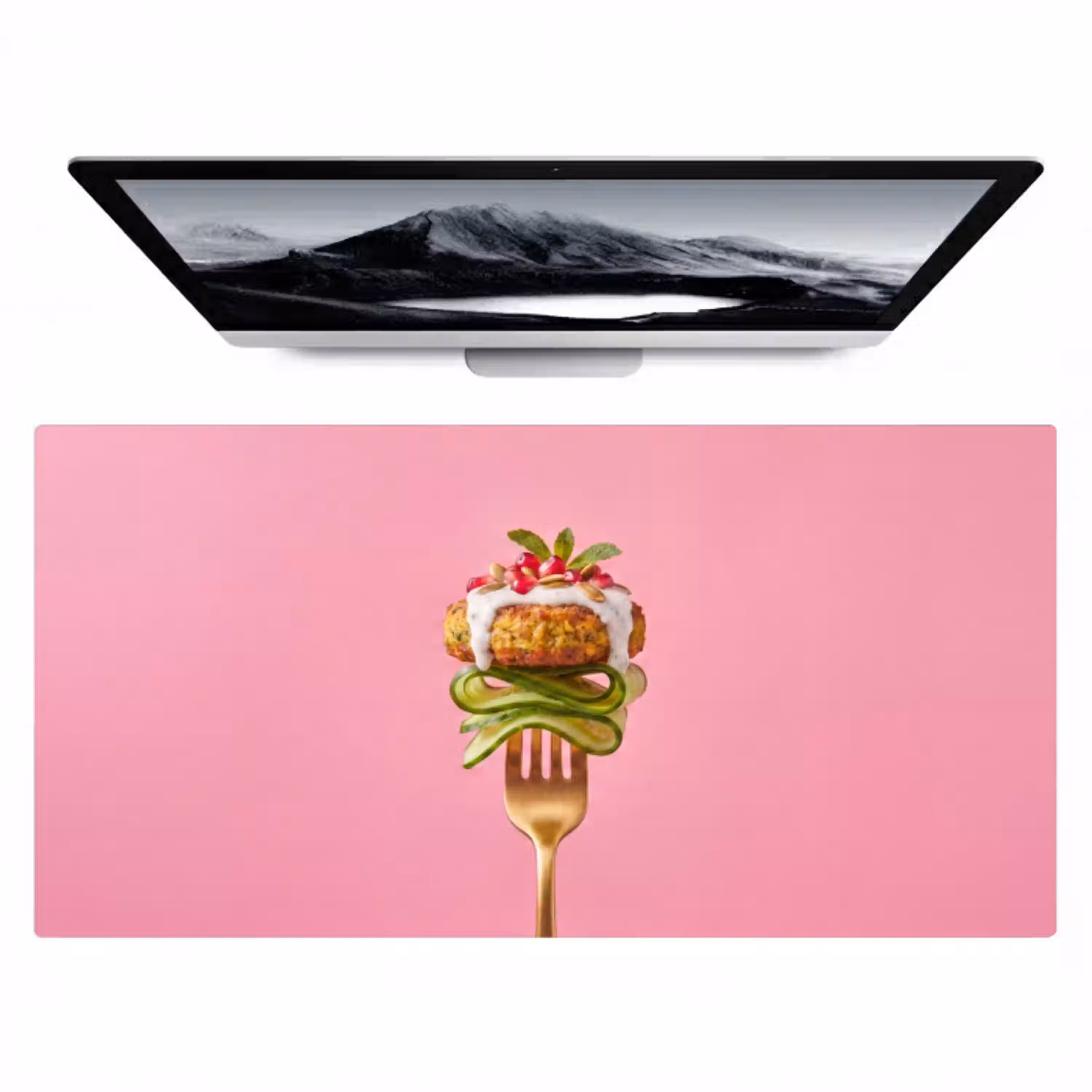 Eten - Vork - Roze Muismat XXL klein -zzz3d