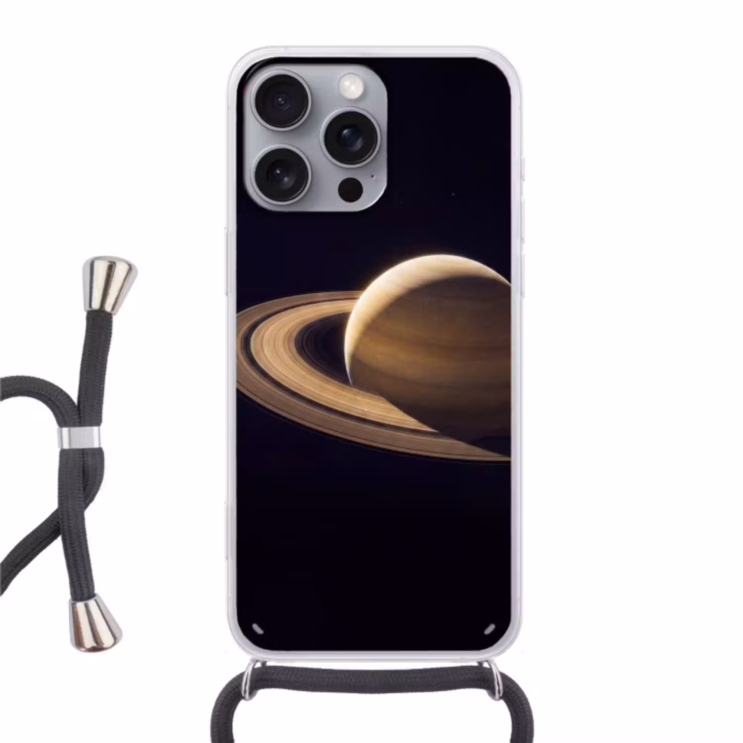 Planeet - Ringen - Ruimte Hoesje iPhone 16 Pro Max met koord klein -3d