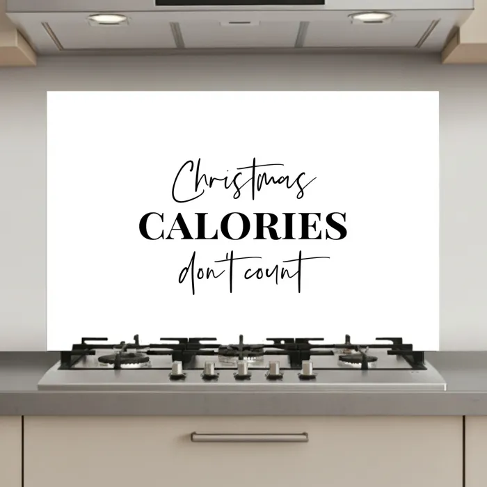 Kerst quote - Winter - Christmas calories - Wit keuken achterwand spatscherm klein -3d_website
