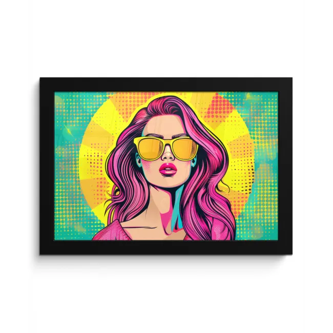 Zonnebril - Vrouw - Zonnig - Geel fotolijst zwart zonder passe partout klein -3d