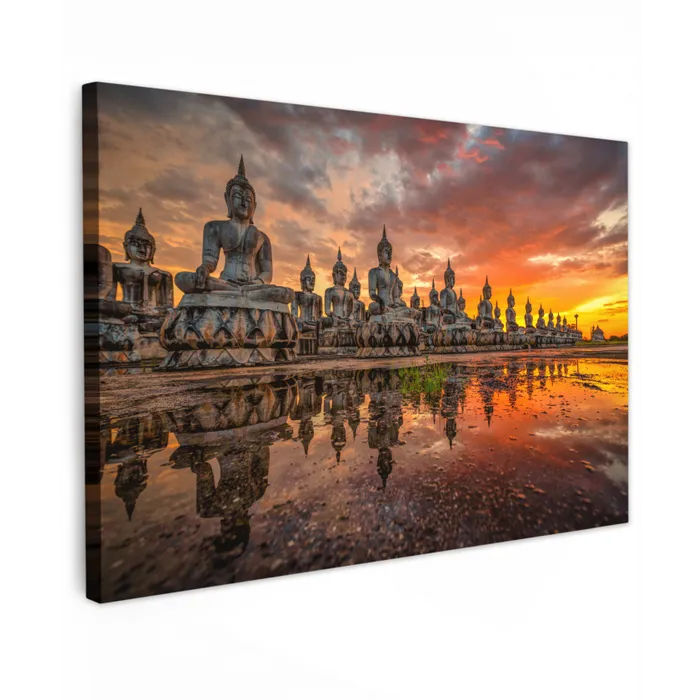 Boeddha beelden - Zonsondergang - Water - Boeddhisme canvas 2cm klein -z3d