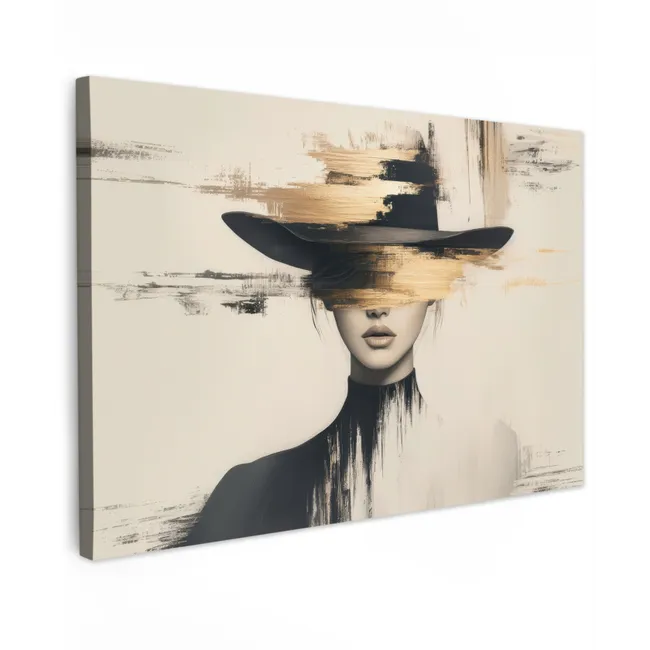 Buiten canvas - Vrouw - Hoed - Verf