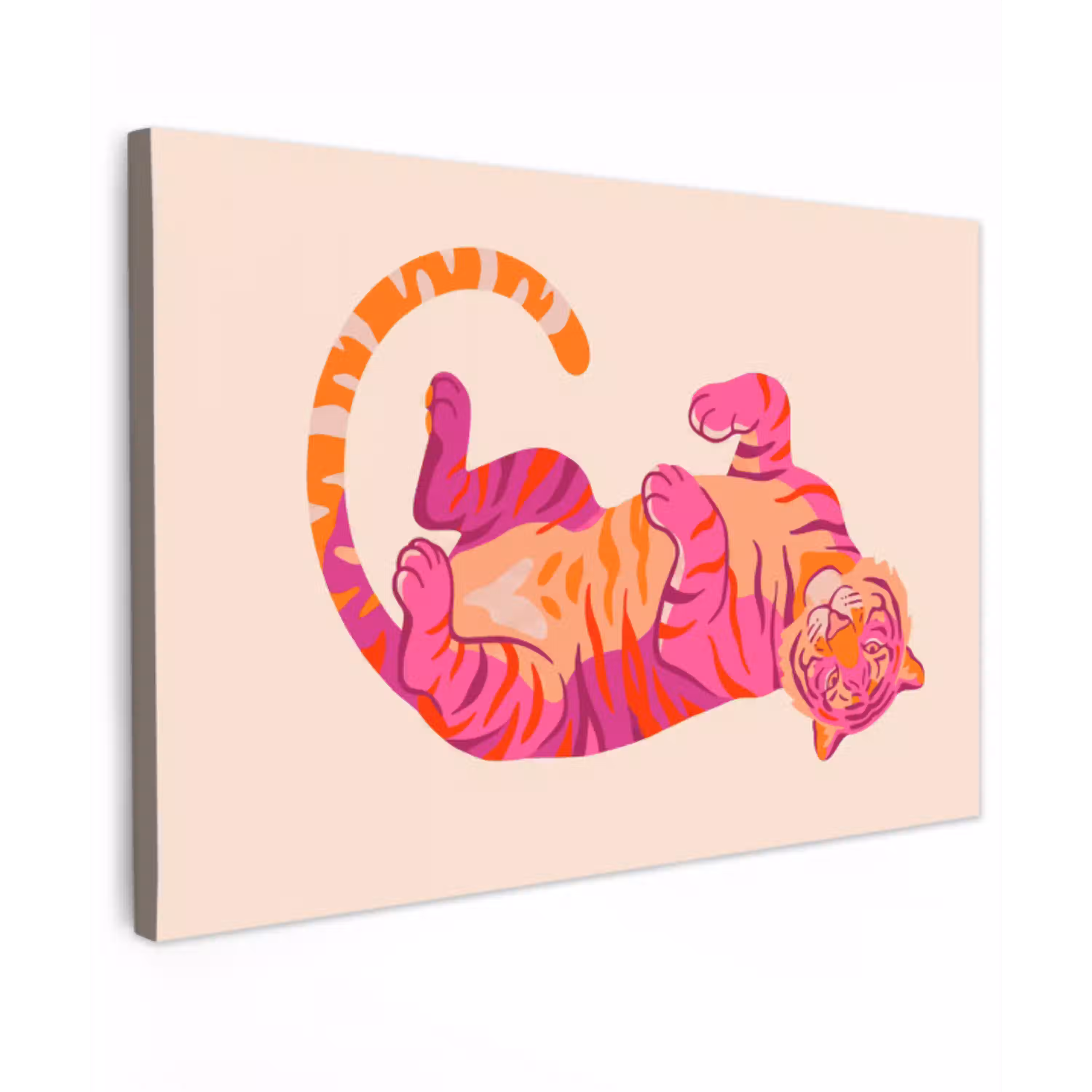 Tijger - Roze - Oranje canvas 2cm klein -z3d