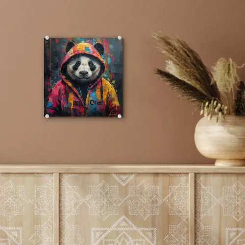 Graffiti - Panda - Jas - Kleurrijk plexiglas 5mm klein -sfeer5