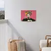 Meisje - Kopje - Bloemen - Roze tuinposter los doek klein -sfeer8