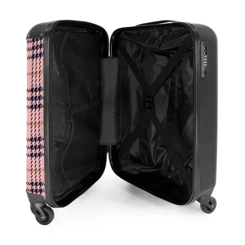 Roze geruite ruitstructuur symmetrisch NBS - Handbagage koffer - Kinderen Unisex middel -binnenkant