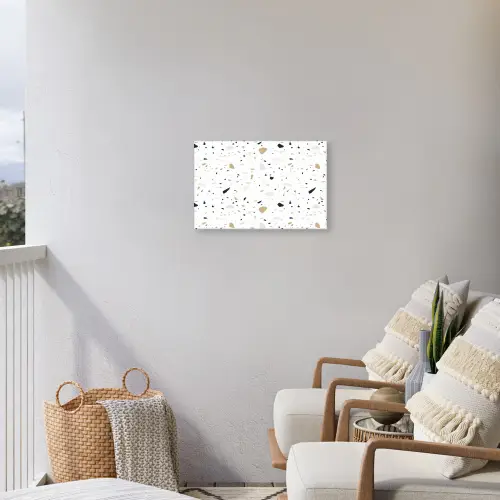 Terrazzo - Patroon - Wit - Neutraal Tuinposter op houten frame 2 cm dik klein 845 -sfeer1