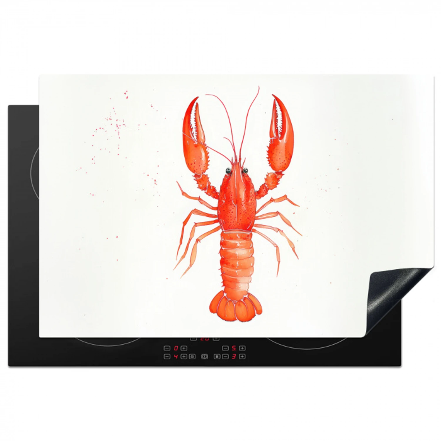 Kreeft - Waterverf - Aquarel - Oranje Inductie beschermer vinyl 3mm klein -3d