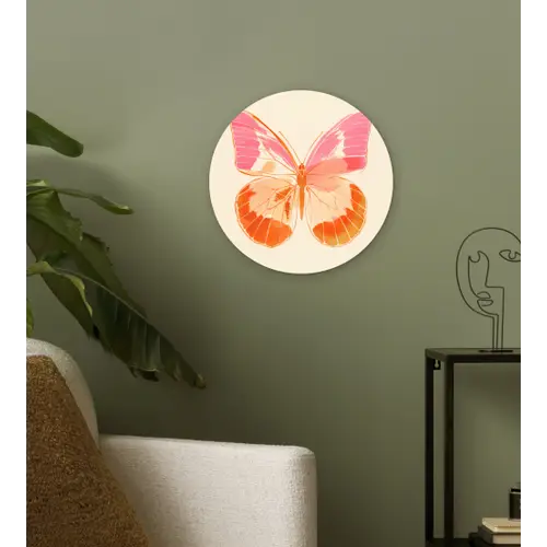 Oranje - Vlinder - Minimalistisch Wandcirkel plexiglas klein -sfeer3