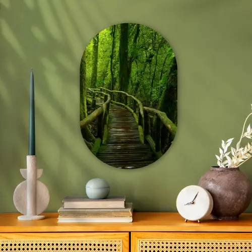Jungle - Brug - Mos - Natuur - Tropisch Wandcirkel Ovaal Forex klein -sfeer2