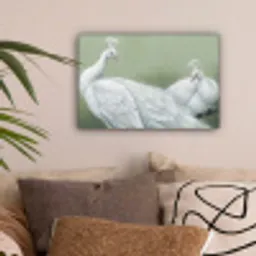 Pauwen - Wit - Natuur - Groen canvas 2cm klein -sfeer1