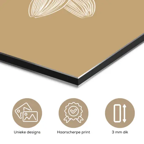 Bananen - Beige - Lijntekening - Minimalistisch aluminium wit klein -closeup_NL