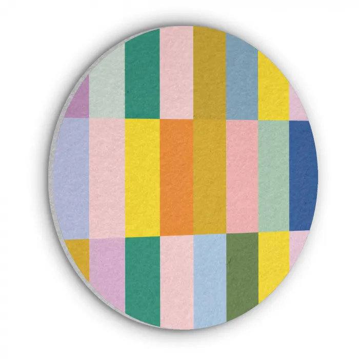 Stroken - Blauw - Patroon - Abstract Akoestische PET Vilt - Rond klein -3d