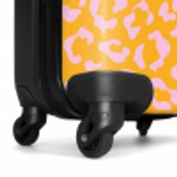 Dierenprints - Panterprint koffer in oranje-geel en lichtroze NBS - Handbagage koffer - Unisex middel -wiel