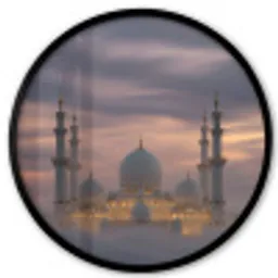 Zonsondergang - Moskee - Wolken - Islamitisch Fotolijst rond zonder passe partout klein -3d
