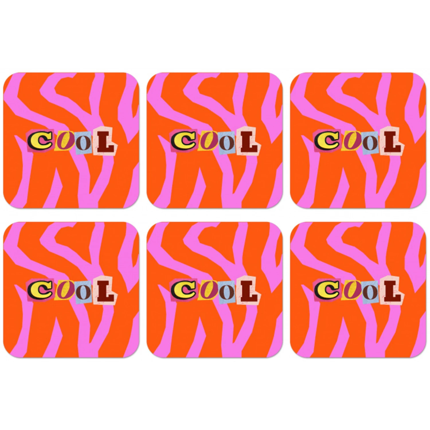 Zebraprint - Grafisch - COOL - Oranje onderzetter kurk middel -zkaufland3dotto