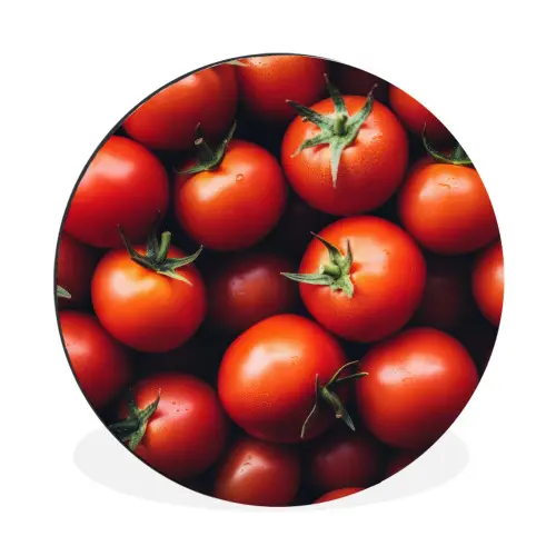 Groente - Rood - Tomaten Wandcirkel aluminium klein -3d