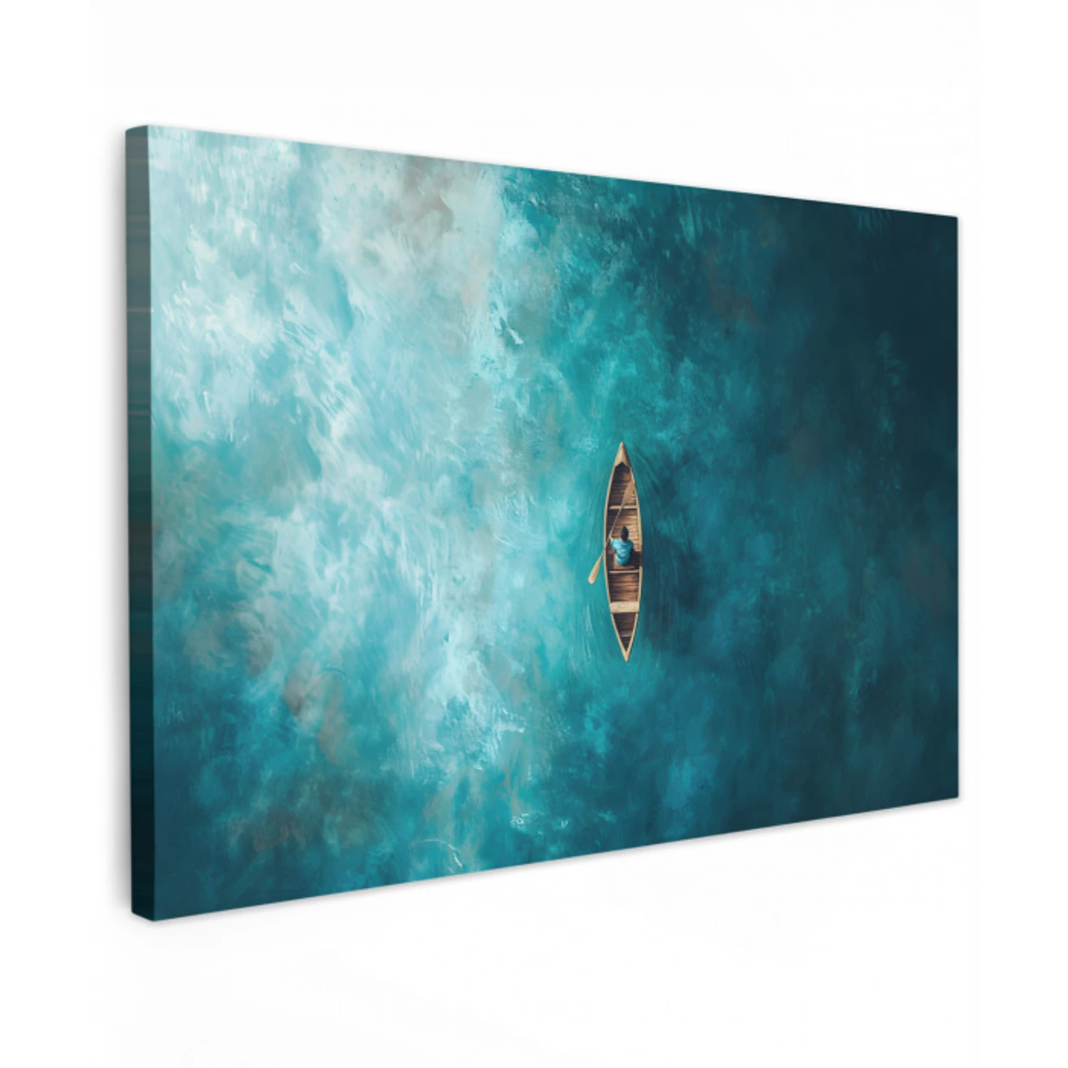 Bootje - Water - Blauw Tuinposter op houten frame 2 cm dik klein -3d