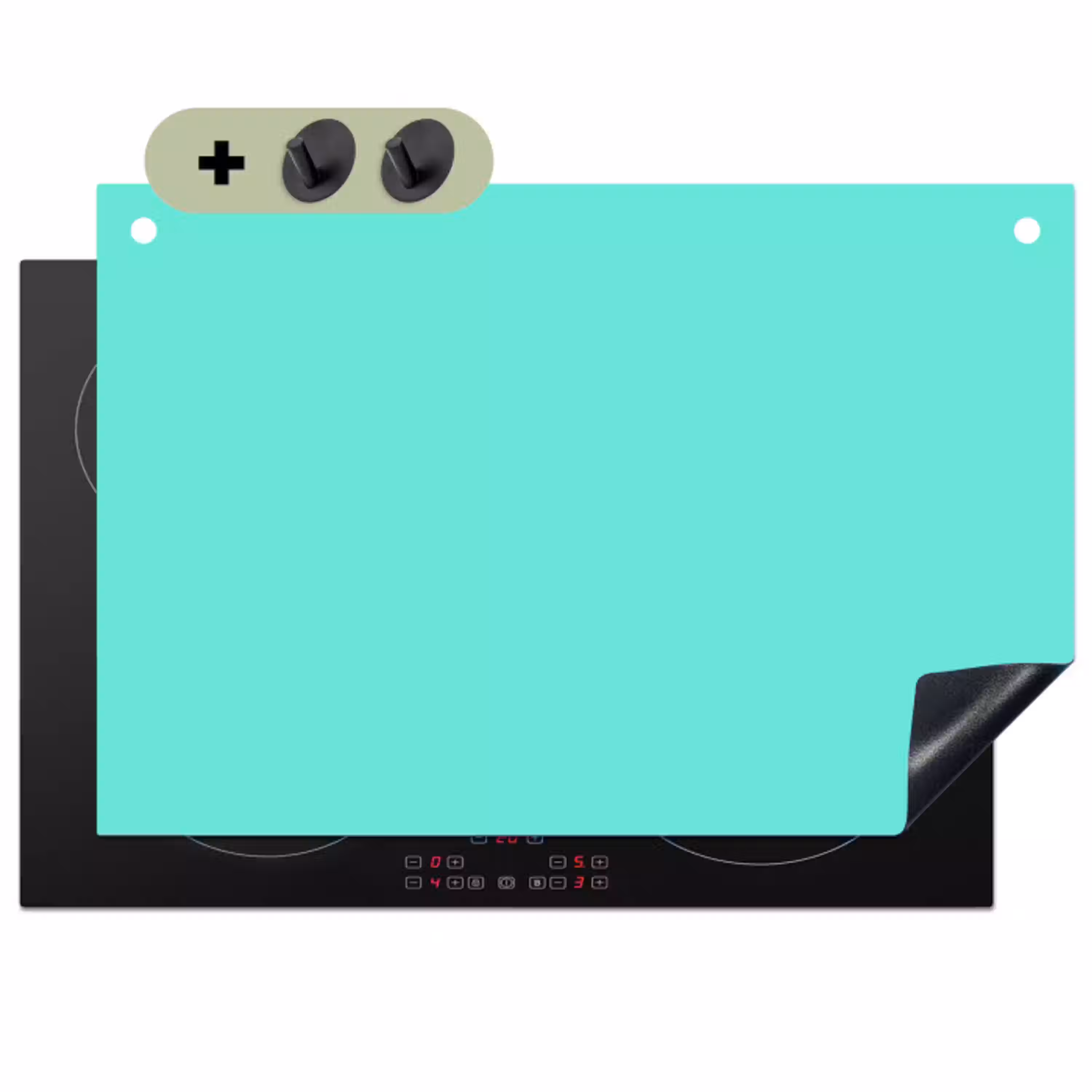 Electric - Cyan - Turkoois Inductie beschemer met haakjes klein 777 -3d