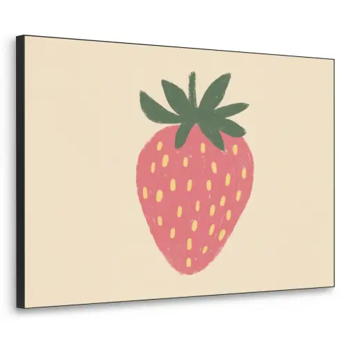 Aardbei - Minimalistisch - Rood - Fruit Textielframe - compleet frame klein -3d